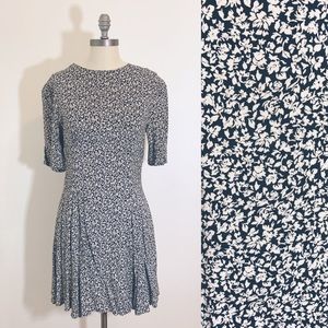 VTG 90s Black White Express Flower Grunge Dress